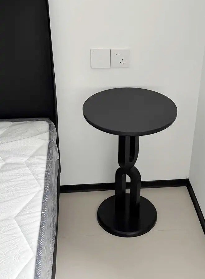 فاشون هوم متعددة الوظائف تصميم هندسي طاولة جانبية طاولة مستديرة نهاية طاولة بجانب السرير من الخشب الصلب لغرفة المعيشة غرفة نوم شرفة مكتب 40x60 سم - Image 4