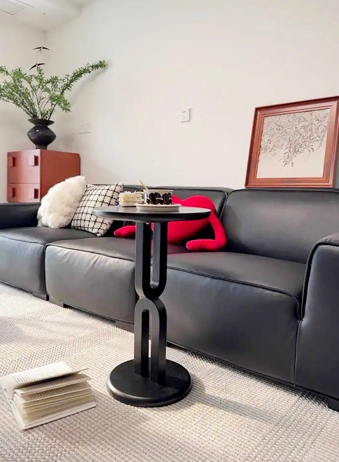 فاشون هوم متعددة الوظائف تصميم هندسي طاولة جانبية طاولة مستديرة نهاية طاولة بجانب السرير من الخشب الصلب لغرفة المعيشة غرفة نوم شرفة مكتب 40x60 سم - Image 2