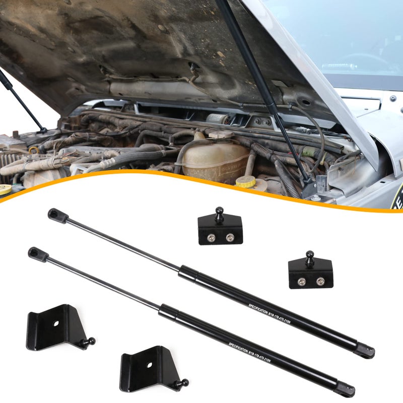RERPRO Hood Struts Lift Support Assist Kit Compatible with 20072018 Jeep Wrangler JK Unlimited 24 Door Accessories Front Hood Quick Gas Charged Shocks Springs Prop Rod Replacements 1 Pair Black - Image 2