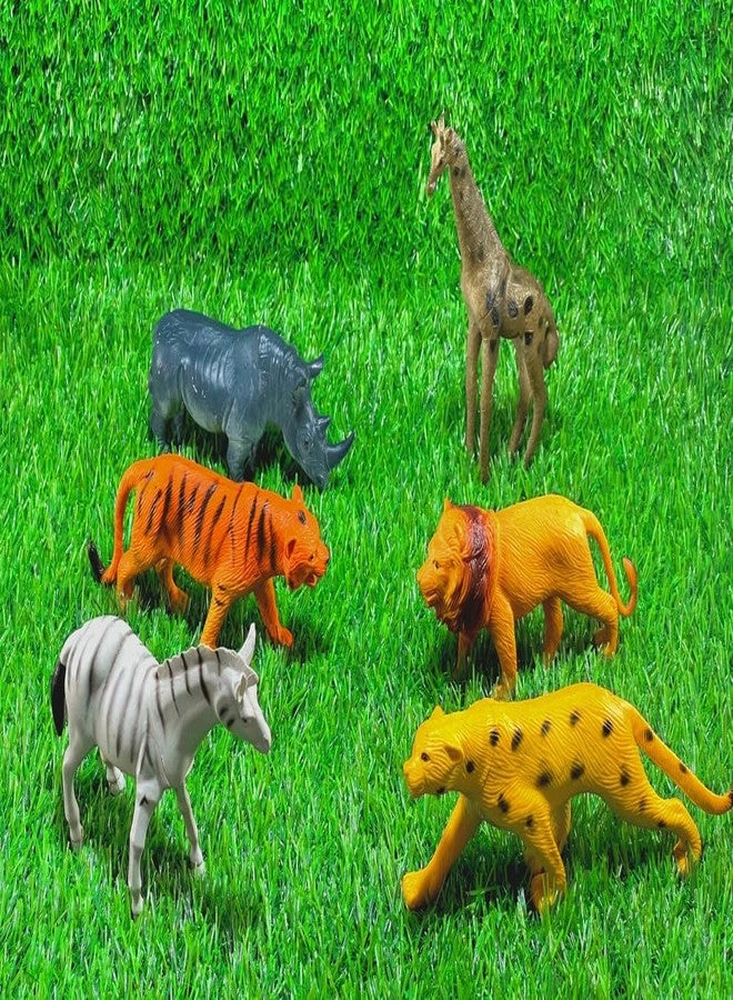 BABRO - 6 Pcs Wild Animal Rubber Toy Set for Kids | Jungle Animal Figures | Educational Playset - Image 3