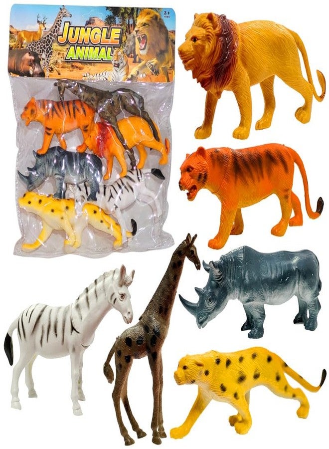 BABRO - 6 Pcs Wild Animal Rubber Toy Set for Kids | Jungle Animal Figures | Educational Playset - Image 1