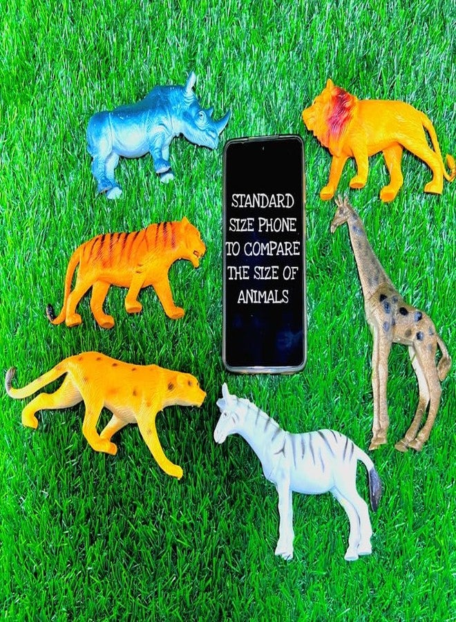 BABRO - 6 Pcs Wild Animal Rubber Toy Set for Kids | Jungle Animal Figures | Educational Playset - Image 2