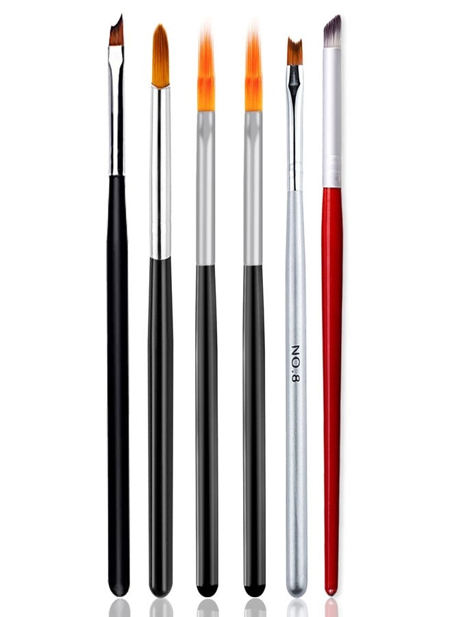 DANNEASY 6Pcs Nail Brush Acrylic Nail Art Brush Nail Ombre Brush Oblique Head French Tips Nail Painting Pen Nail Gradient Brush Nail Design Brushes Nail Tools - Image 1