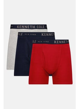 Men 3 Pair Brand Logo Boxer Briefs, Black