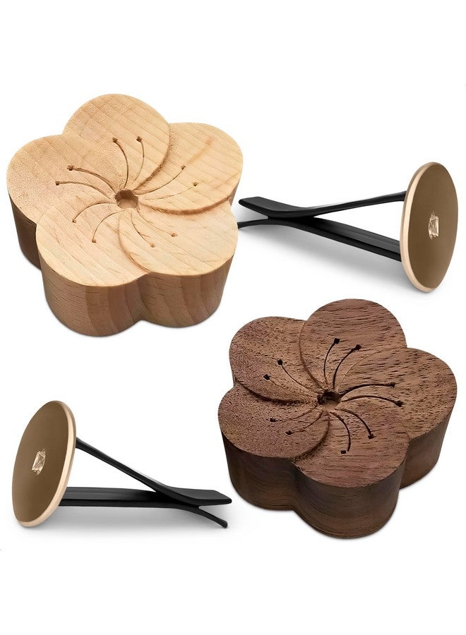 LIBERHAUS 2Pcs Wood Flower Car Air Freshener Diffuser Car Diffusers For Essential Oils Diffuser Aromatherapy Scent Air Freshener Vent Clip Aromatherapy Diffuser Essential Oil Diffuser For Office Scent - Image 1