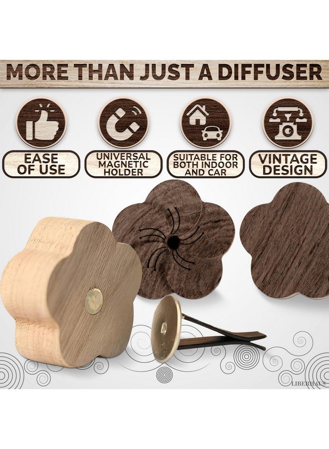 LIBERHAUS 2Pcs Wood Flower Car Air Freshener Diffuser Car Diffusers For Essential Oils Diffuser Aromatherapy Scent Air Freshener Vent Clip Aromatherapy Diffuser Essential Oil Diffuser For Office Scent - Image 4
