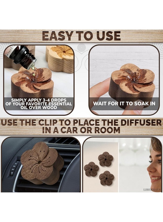 LIBERHAUS 2Pcs Wood Flower Car Air Freshener Diffuser Car Diffusers For Essential Oils Diffuser Aromatherapy Scent Air Freshener Vent Clip Aromatherapy Diffuser Essential Oil Diffuser For Office Scent - Image 5