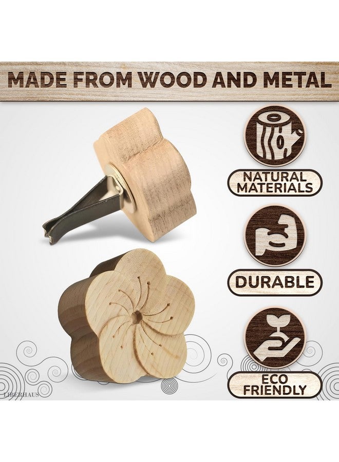 LIBERHAUS 2Pcs Wood Flower Car Air Freshener Diffuser Car Diffusers For Essential Oils Diffuser Aromatherapy Scent Air Freshener Vent Clip Aromatherapy Diffuser Essential Oil Diffuser For Office Scent - Image 3