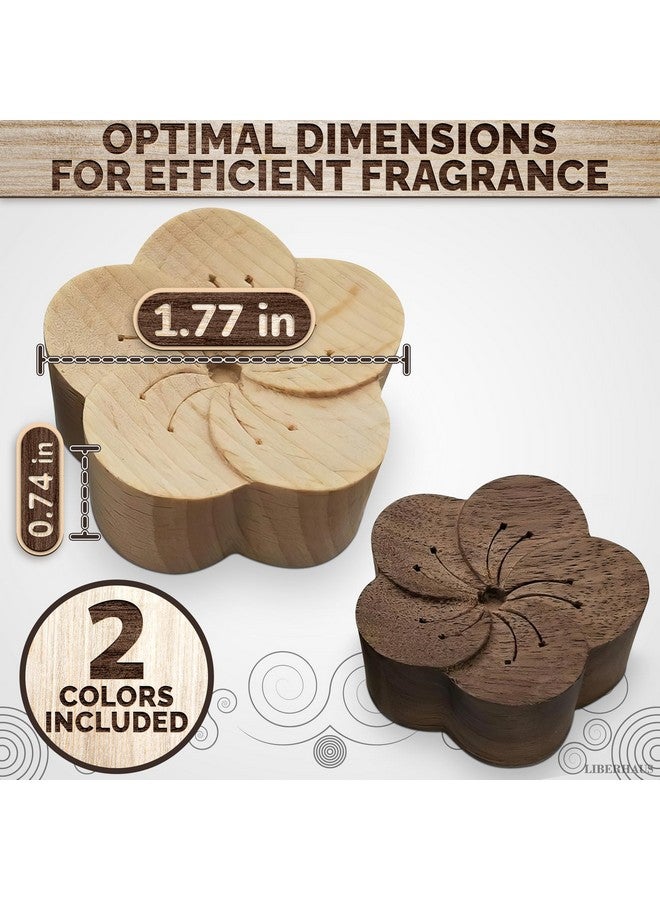 LIBERHAUS 2Pcs Wood Flower Car Air Freshener Diffuser Car Diffusers For Essential Oils Diffuser Aromatherapy Scent Air Freshener Vent Clip Aromatherapy Diffuser Essential Oil Diffuser For Office Scent - Image 2