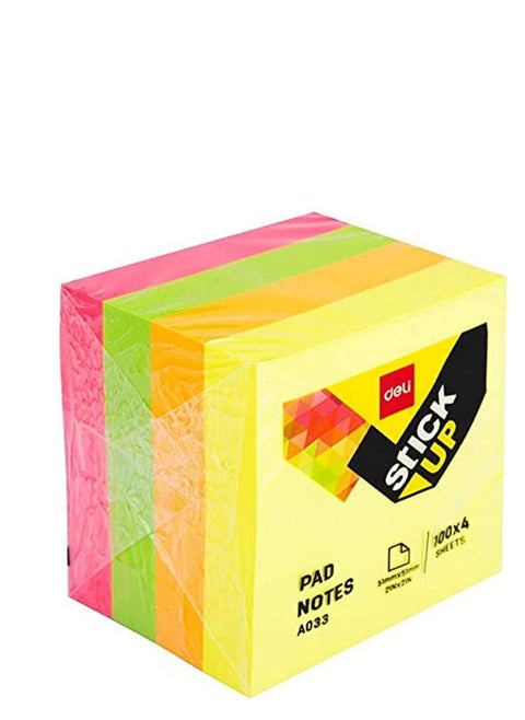 Deli 2x2 sticky notes 4-pack A03303 4 Color Neon