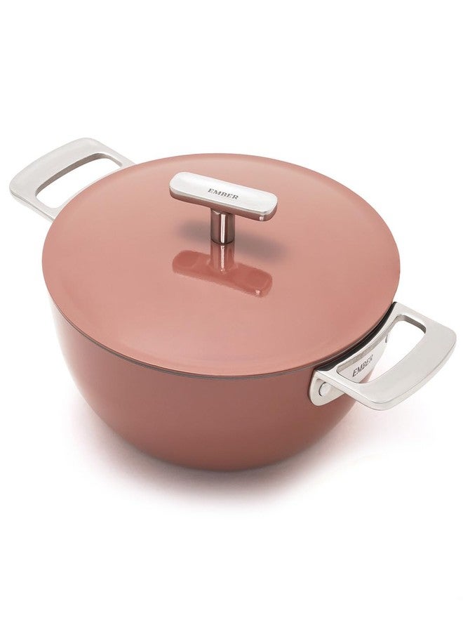 Ember Cookware Arcilla Ceramic Kadai 24cm | Induction Cookware | 2.6 Litre Non Stick Non Toxic | Metallic Lid | ISI Certified | Ceramic Kadai for Cooking|Steel Handle| 5-Year Warranty|Terracotta - Image 1