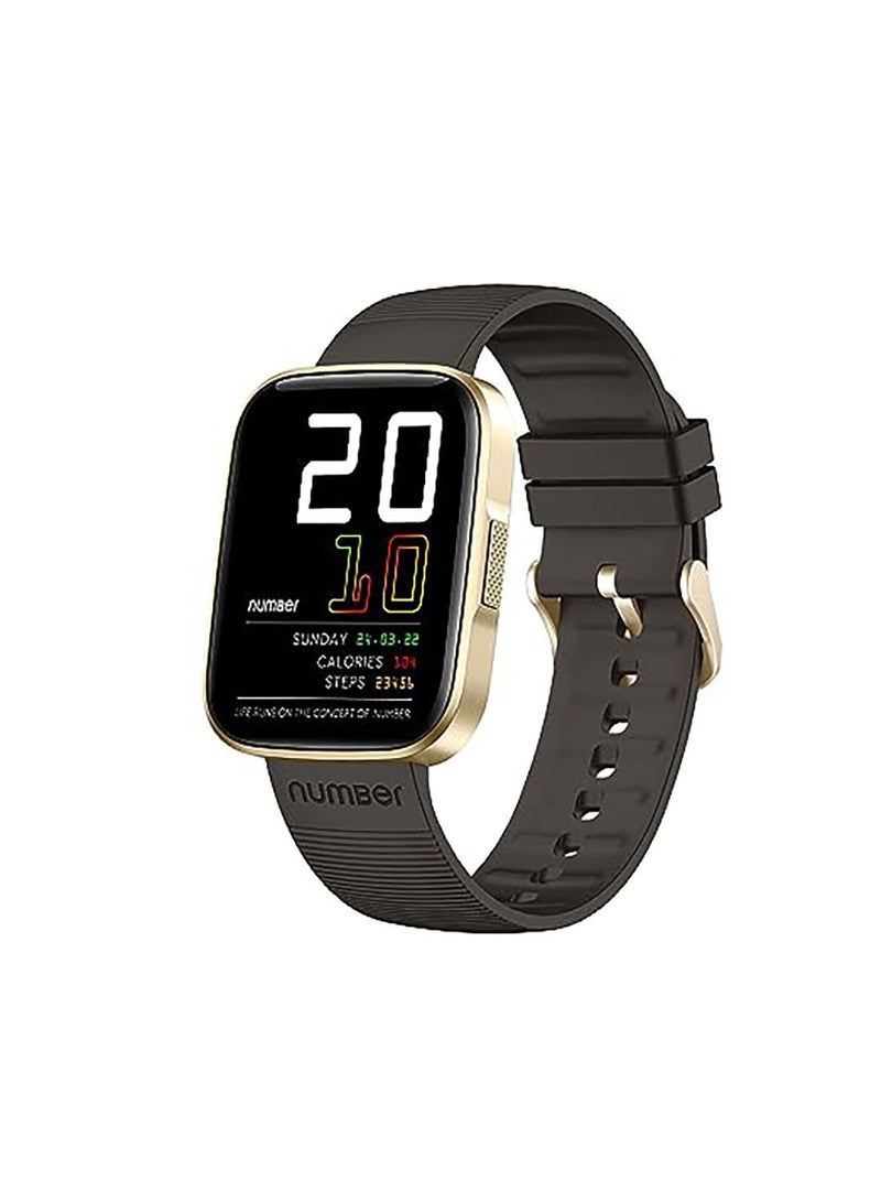 Number XTRO1 Industry's Slimmest watch, 1.69” HD Display, Calling alert, Sports Modes, IP68, Sp02 Smartwatch Gold Black - Image 3