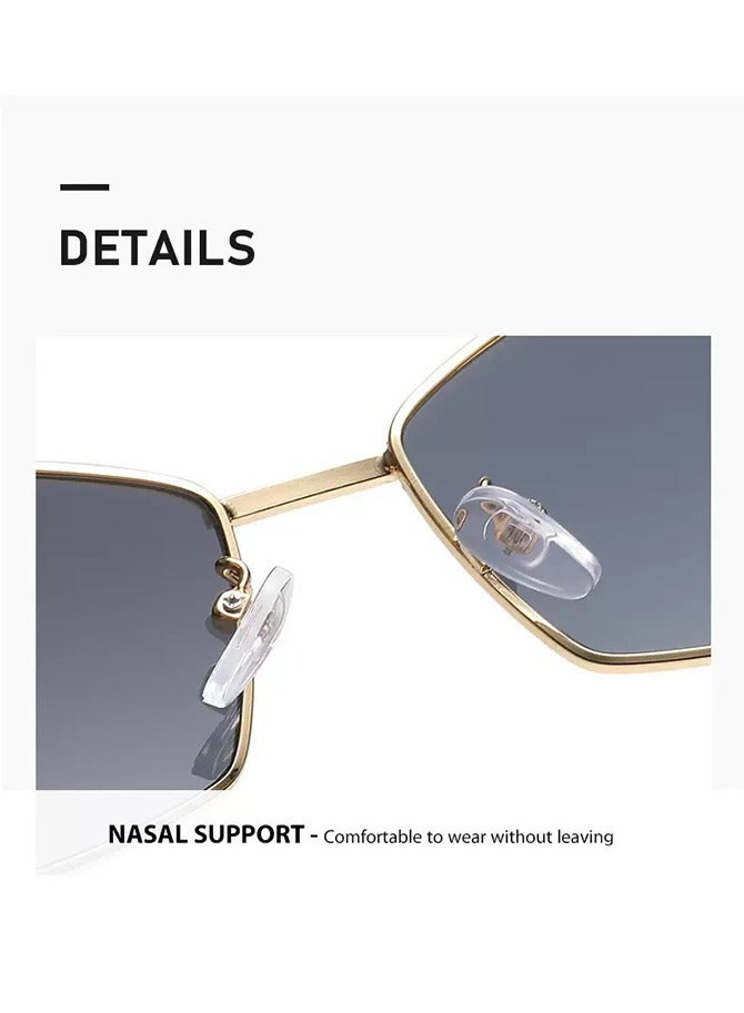 Luxury Metal Frame Sunglasses UV Protection 400 Unisex Outdoor Travel Driving Sunglasses Vintage Fashion Styled Full Rim Case and Cleaning Cloth Included (Gold and Brown) - Image 3