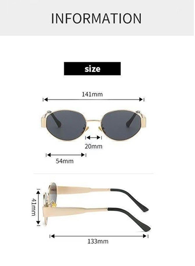 Luxury Metal Frame Sunglasses UV Protection 400 Unisex Outdoor Travel Driving Sunglasses Vintage Fashion Styled Full Rim Case and Cleaning Cloth Included (Gold and Brown) - Image 5