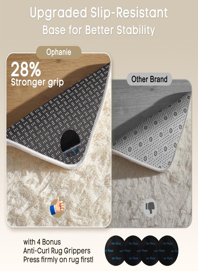 Ophanie Runner Rug for Hallway, 2x6 Upgrade Non-Slip Fluffy Soft Bedside Rugs, Bedroom Living Room Ivory Shaggy Carpet for Kids Girls Boys Dorm Nursery Home Decor Aesthetic - Image 4