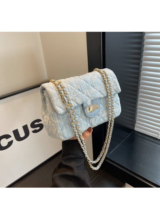 Casual Denim Shoulder Bag Personality Women's Bag Fashion Diamond Chain Crossbody Bag  - Image 5