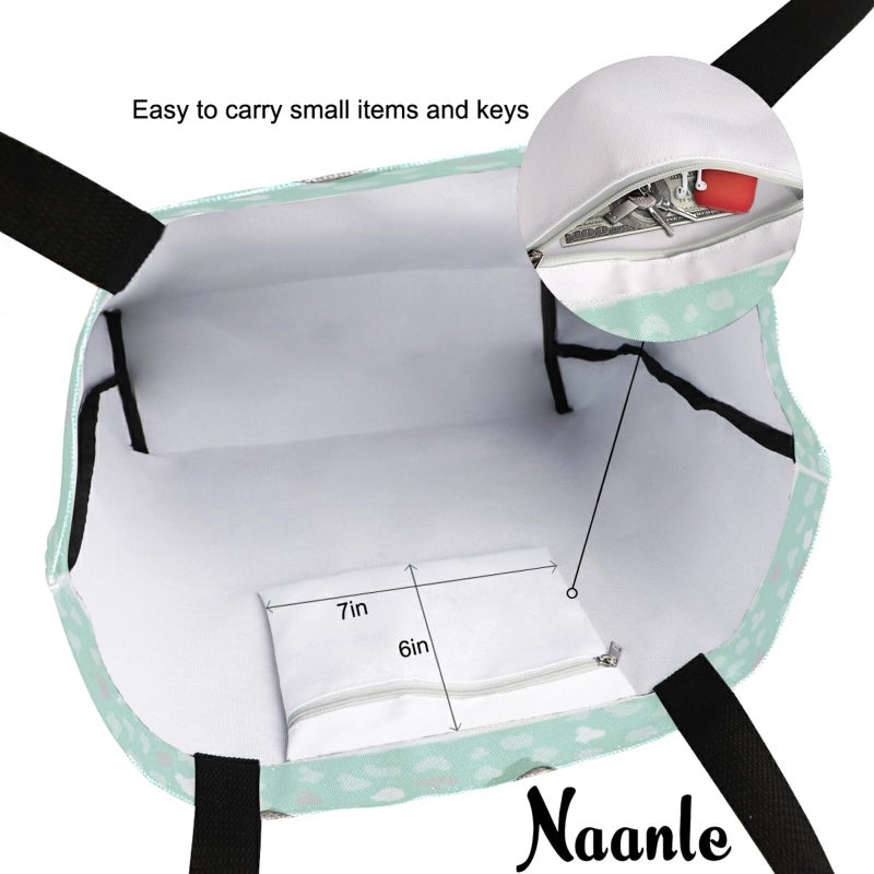 Naanle حقيبة توت قماشية مزخرفة بالزهور على شكل حصان من نانلي - حقيبة كتف نسائية كبيرة غير رسمية - حقيبة تسوق قطنية متعددة الاستخدامات وقوية للاستخدام الخارجي - Image 3