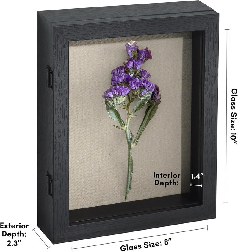 Americanflat Front Opening 8x10 Shadow Box Frame with Shatter-Resistant Glass - Silhouette Collection - Shadow Box Display Case for Tabletop and Wall Display - Black - Image 2