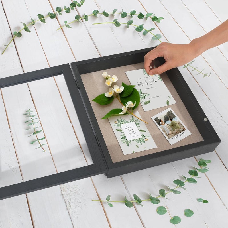 Americanflat Front Opening 8x10 Shadow Box Frame with Shatter-Resistant Glass - Silhouette Collection - Shadow Box Display Case for Tabletop and Wall Display - Black - Image 5