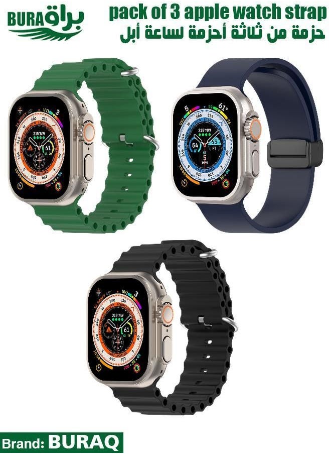 BURAQ - Apple Watch Band Strap For Apple Watch Ultra 2/Ultra 49mm, Series 10 46mm, 9/8/7 45mm, SE2/SE/6/5/4 44mm, 3/2/1 42mm - Image 1