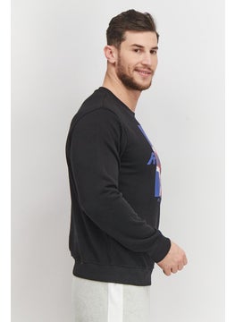 JOHN RICHMOND Men Crew Neck Long Sleeve Graphic Sweatshirt, Black  - Image 2