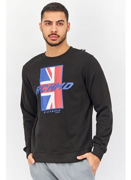 JOHN RICHMOND Men Crew Neck Long Sleeve Graphic Sweatshirt, Black  - Image 3
