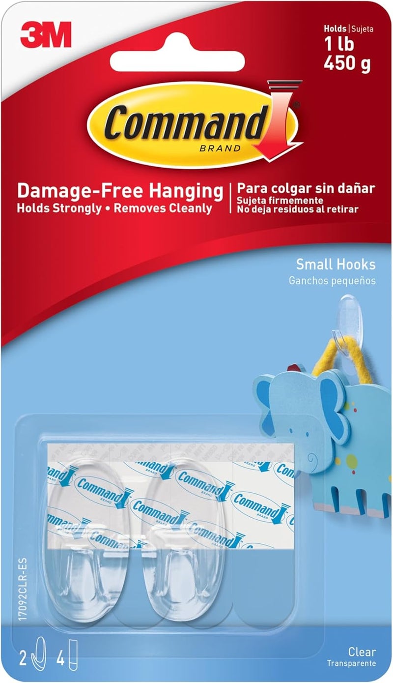 Command Strips 17092CLR Small Clear Command Hooks 2 Count - Image 1