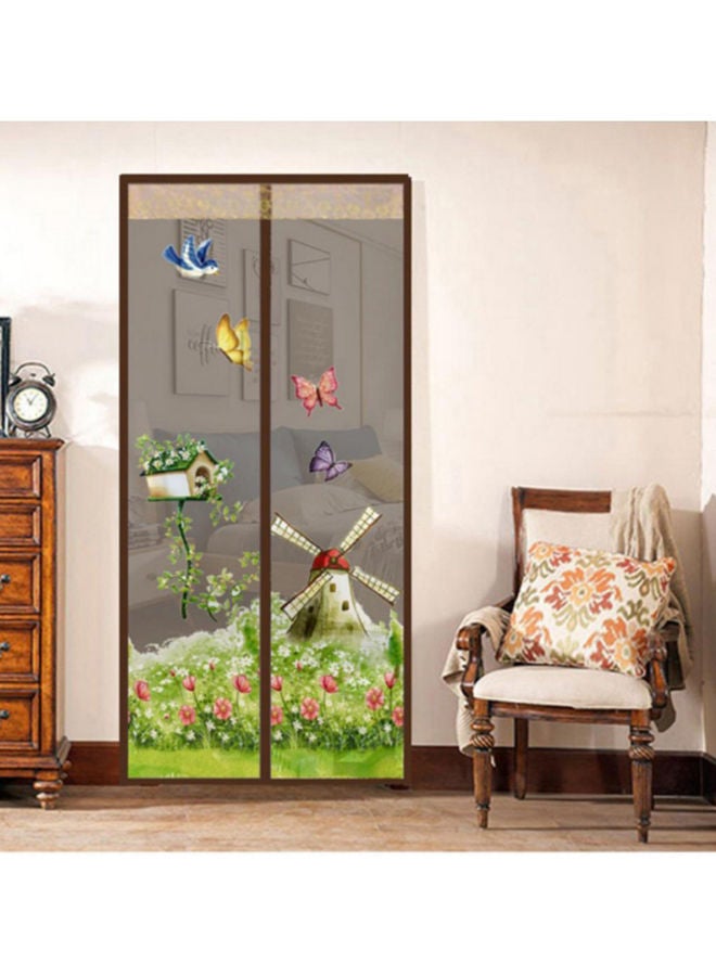 NIBEMINENT Printed Anti-Mosquito Door Curtain Coffee/Green/Yellow S