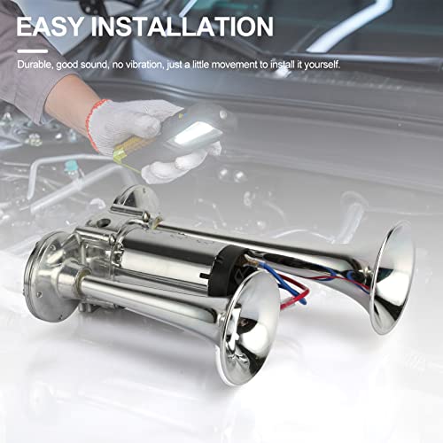 YESBAY 600DB Super Loud Dual Electric Air Horns Kit for Vehicles - With Compressor, Applicable for Cars, SUVs, Trucks, Boats (Sliver) - Image 3