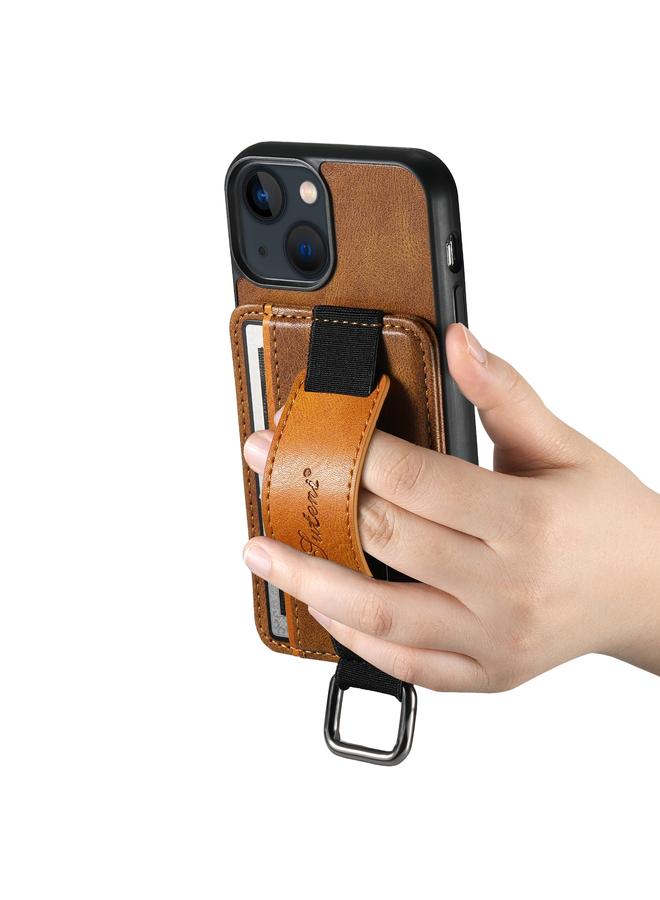 Suteni Case For iPhone 13 mini H13 Card Wallet Wrist Strap Holder PU Phone Case - Image 3