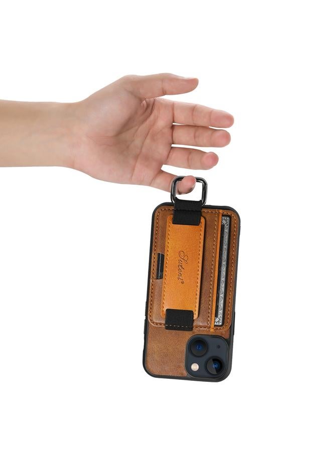 Suteni Case For iPhone 13 mini H13 Card Wallet Wrist Strap Holder PU Phone Case - Image 5