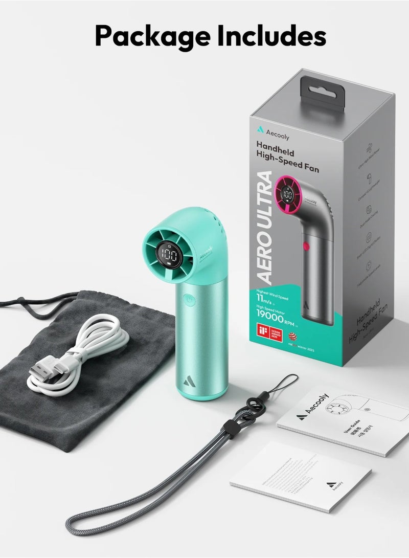 Aecooly Aero Ultra Portable Turbo Electric High‑Speed Handheld Fan – 4500 mAh, 4 Standard Mode + 3 Turbo Mode, LED Display, USB‑C (Green) - Image 2