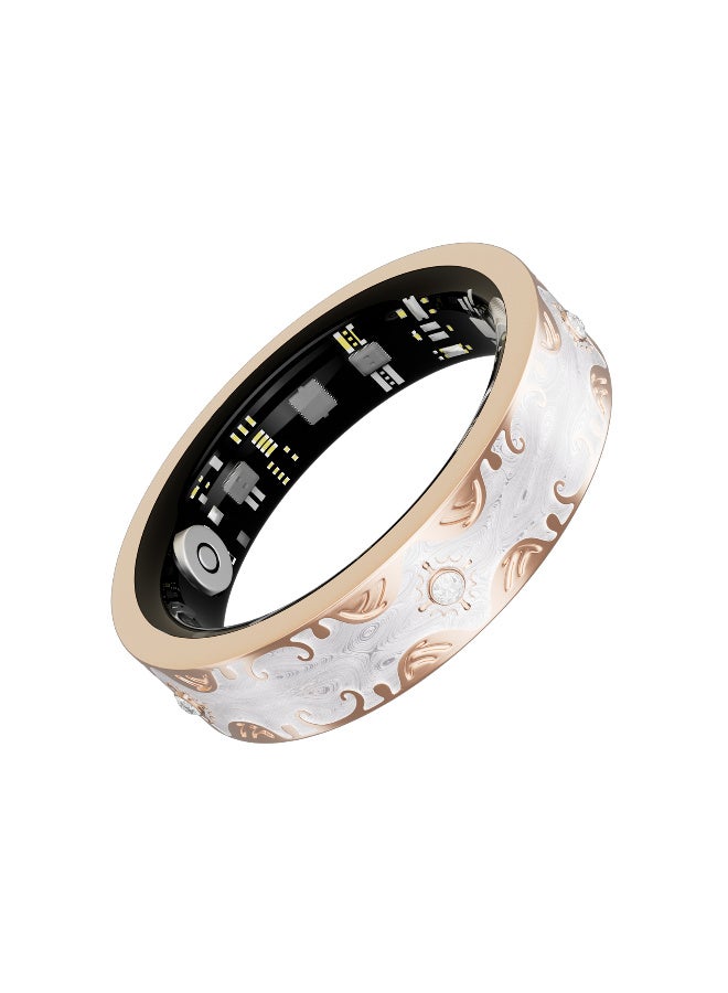 ZESITH Enamel Smart Ring, Bluetooth 5.0 Heart Rate Blood Pressure Blood Oxygen Sleep Monitor, Non-fading Ring with Magnetic Charging Cable & Charging Box - White 8# - Image 1