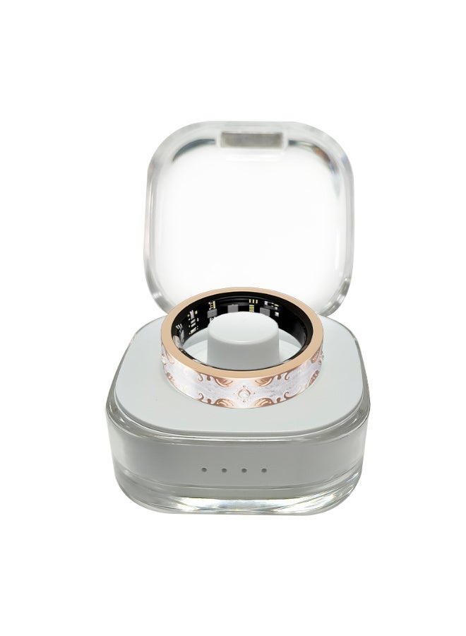 ZESITH Enamel Smart Ring, Bluetooth 5.0 Heart Rate Blood Pressure Blood Oxygen Sleep Monitor, Non-fading Ring with Magnetic Charging Cable & Charging Box - White 8# - Image 3