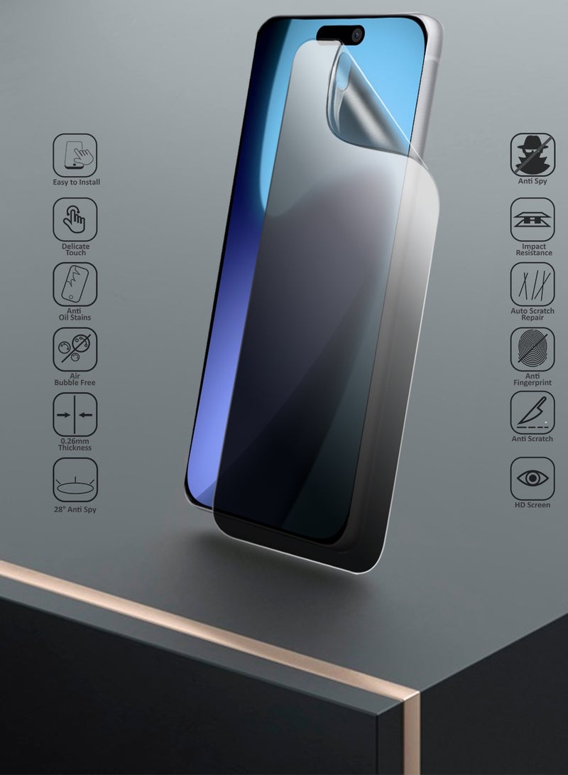 Wtech Apple iPhone 17 Pro Max 5G 2025 Premium Hydrogel Anti Spy / Anti Privacy Film Thin and Flexible Screen Protector (MSHFMP) - Clear - Image 2