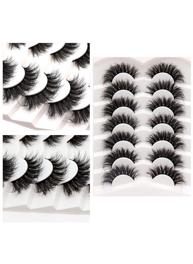 Veleasha False Eyelashes Wispy Faux Mink Lashes Fluffy Handmade Fake Eyelashes 18MM Natural Look 7 Pairs Pack Luxury Cat Eye Lashes (804) - Image 5