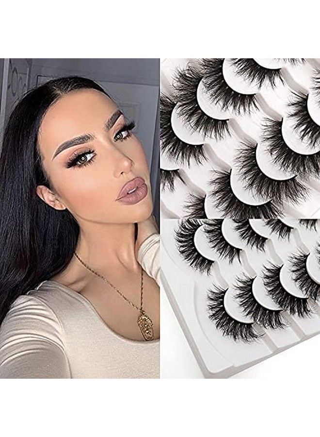 Veleasha False Eyelashes Wispy Faux Mink Lashes Fluffy Handmade Fake Eyelashes 18MM Natural Look 7 Pairs Pack Luxury Cat Eye Lashes (804) - Image 4