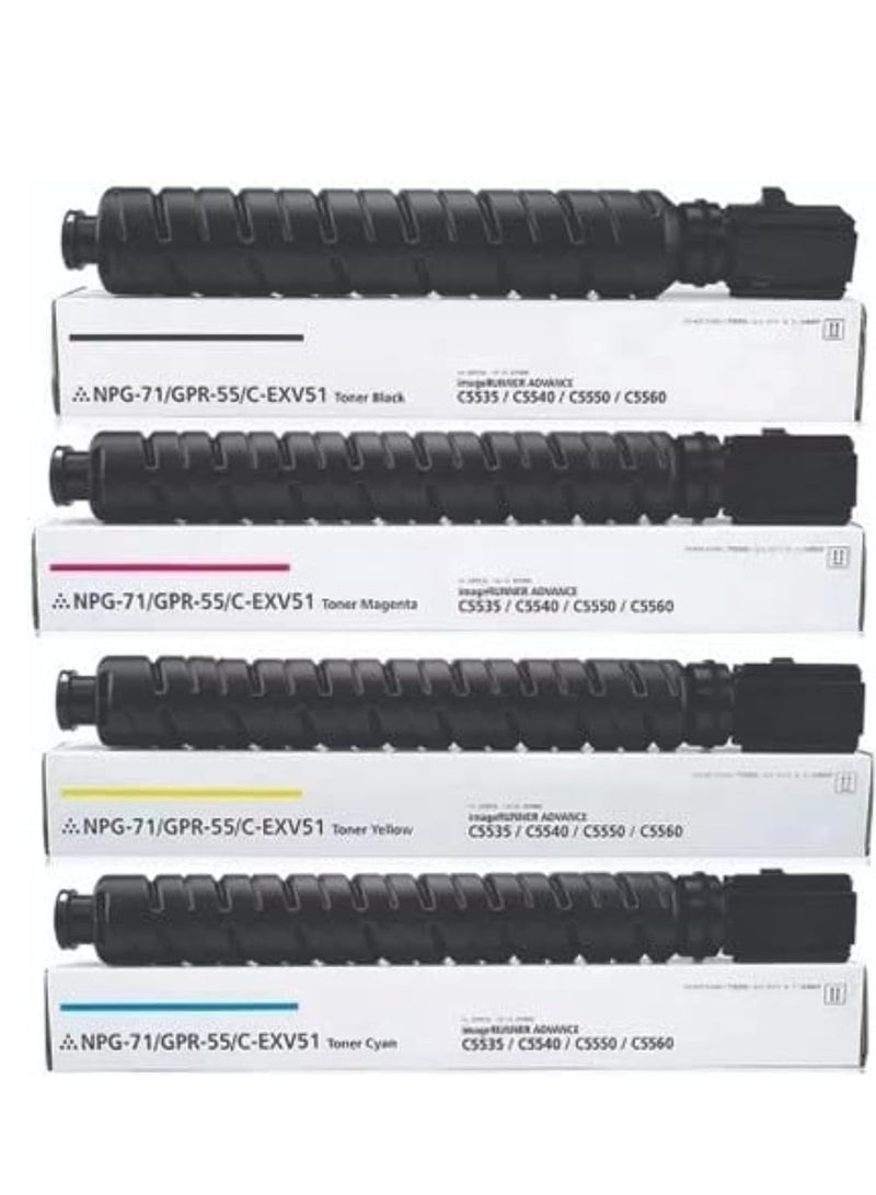 Terabyte Compatible Toners for Canon GPR55 C-EXV-51 for Use with Canon IMAGERUNNER ADVANCE C5535 5535I C5540I C5550I C5560I Printer,4-Pack - Image 1