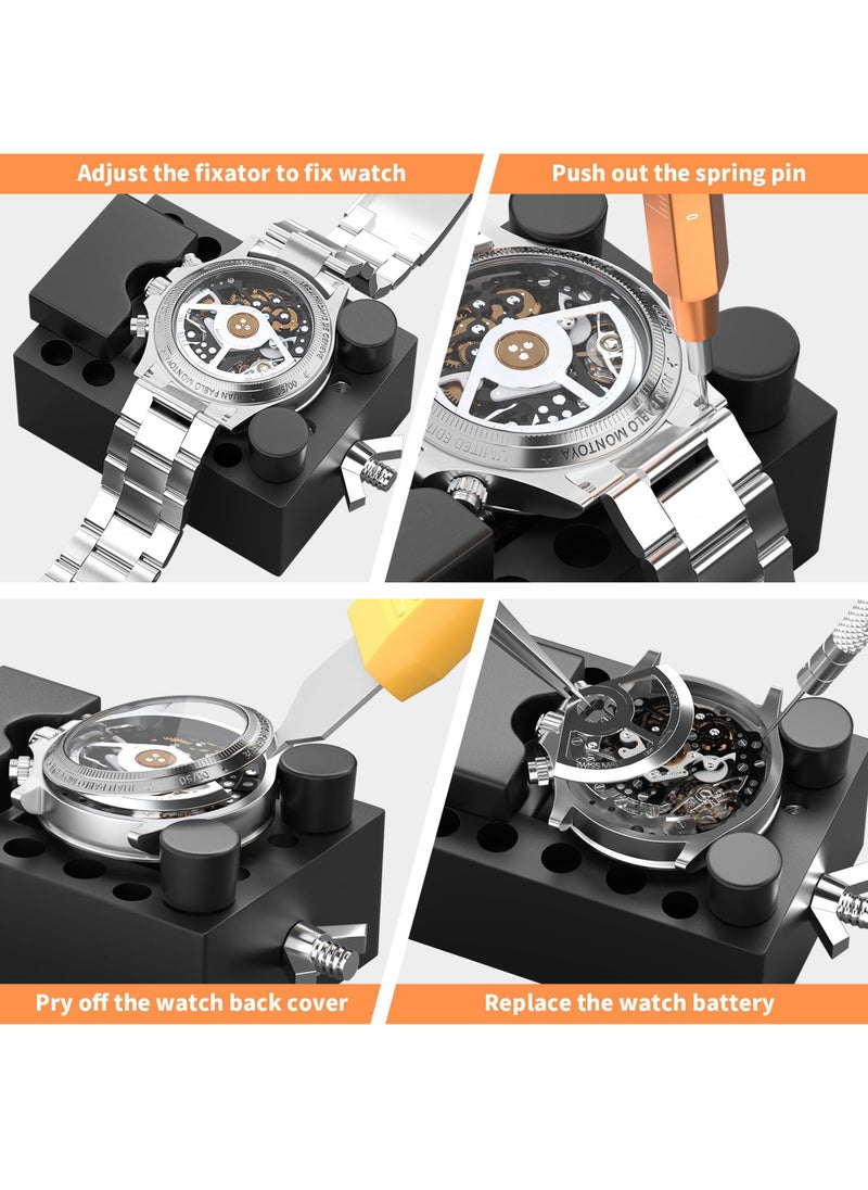 Watch Repair Kit, Watch Case Opener Spring Bar Tools, Watch Battery Replacement Tool Kit, Watch Band Link Pin Tool Set with Carrying Case and Instruction Manual