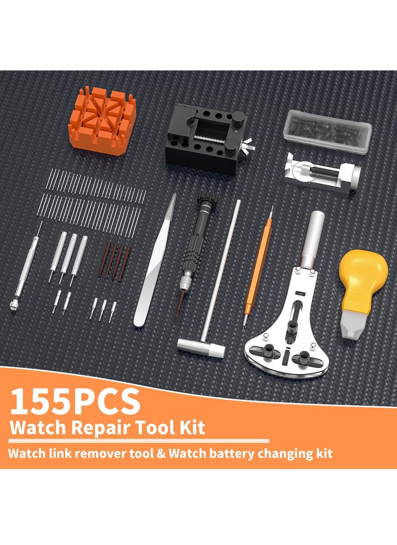 Watch Repair Kit, Watch Case Opener Spring Bar Tools, Watch Battery Replacement Tool Kit, Watch Band Link Pin Tool Set with Carrying Case and Instruction Manual