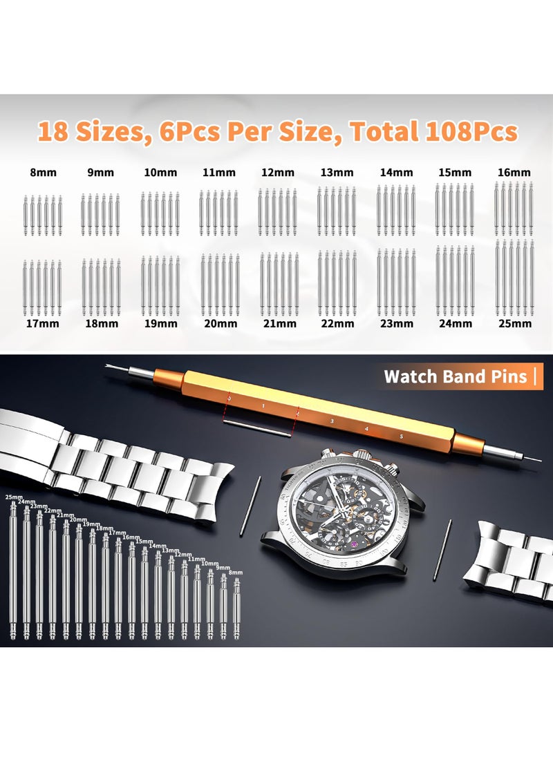 Watch Repair Kit, Watch Case Opener Spring Bar Tools, Watch Battery Replacement Tool Kit, Watch Band Link Pin Tool Set with Carrying Case and Instruction Manual