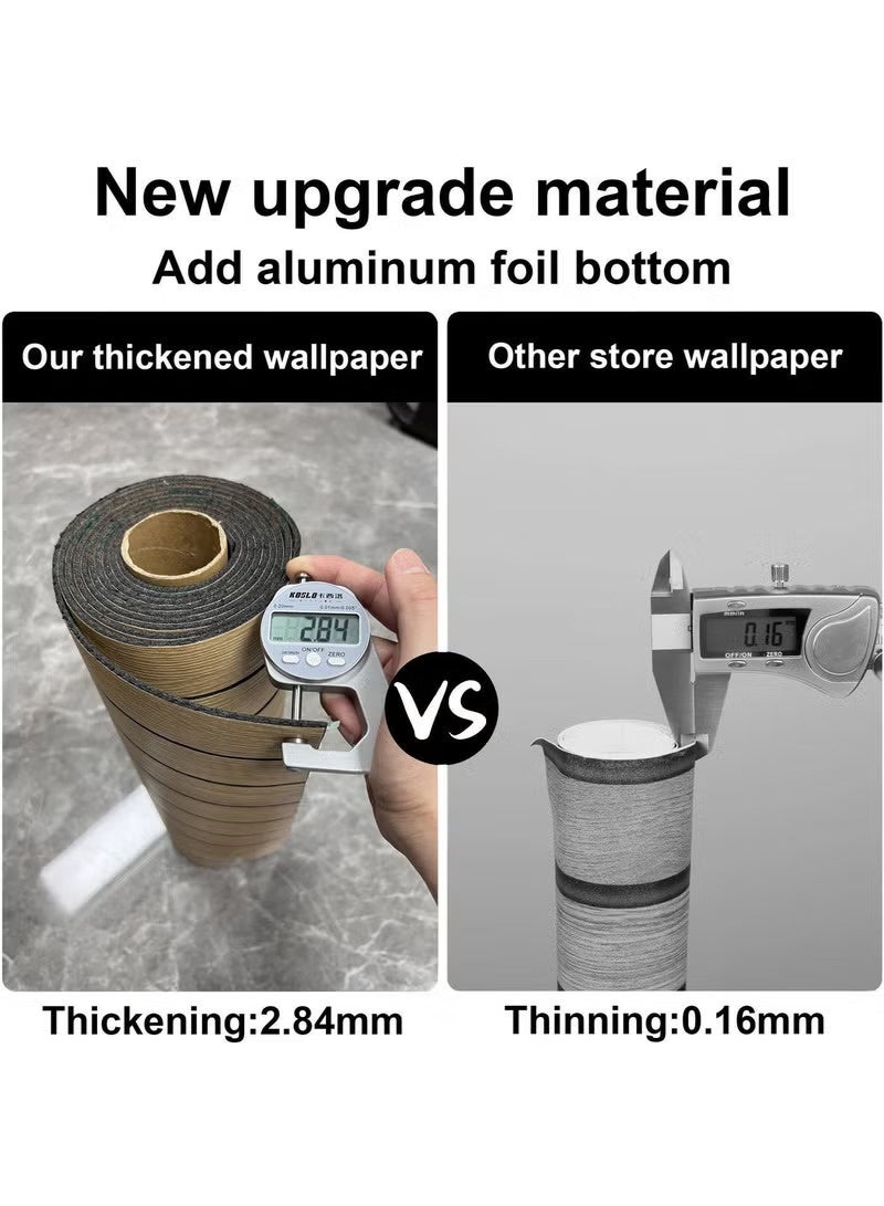 NOAEOU Self-Adhesive Thickened 3D Wallpaper - 40cm x 300cm 1Roll Waterproof PVC Wood Grain Moisture Proof Sound Insulation Wall Panels, Wallpaper Sticker Wallboard for Home Decor, Living Room, Bedroom, TV Background (N9-2) - Image 3