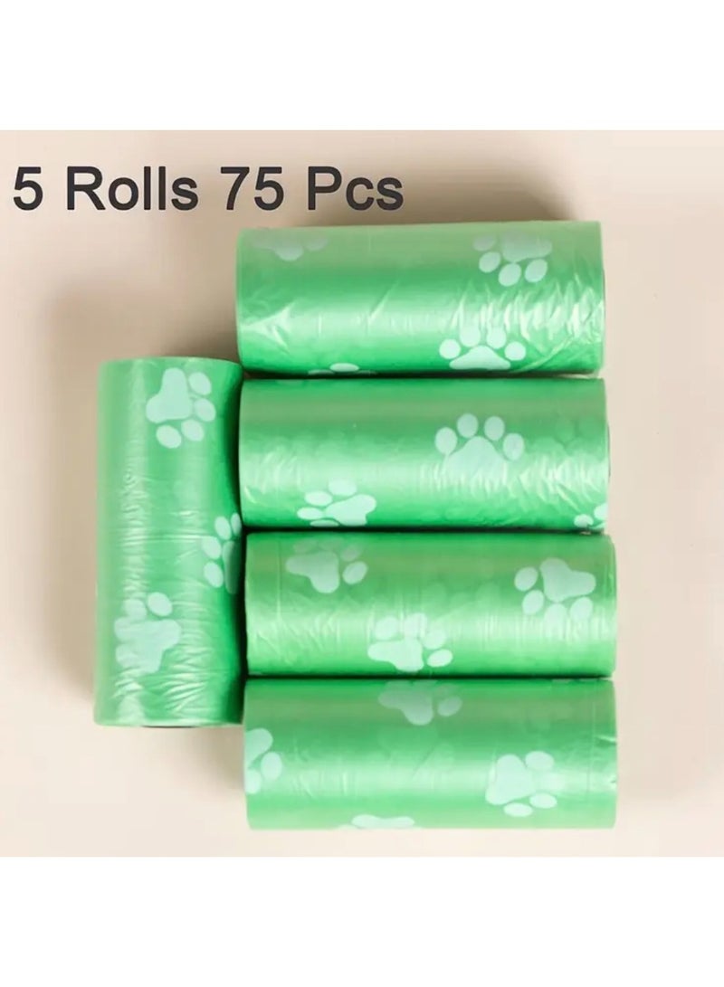 كلين ويف ٧٥ حبه - أكياس فضلات الكلاب الخضراء المانعة للتسرب (5 لفات) – أكياس قوية بطباعة مخالب، سهلة القطع، تتحمل حتى 2 كجم لتنظيف مثالي أثناء المشي - Image 1