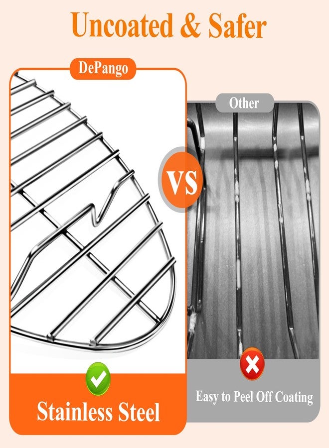 DePango 12inch Oval Roasting Rack for Oven, Gifts for Mom Men Wife, Stainless Steel Cooling Rack, Non-Stick Wire Rack for Cooking, Grilling, Drying - Image 2