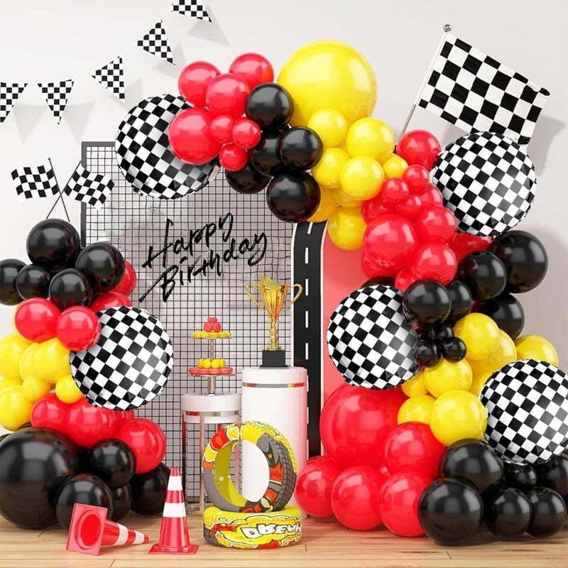 MANGO Race Car Balloon Arch Garland Kit Red Yellow Black Balloon Arch Kit Race Car Balloons Theme Party Decorations Red Yellow and Black Balloon Arch For Boys Birthday Party Supplies - Image 2