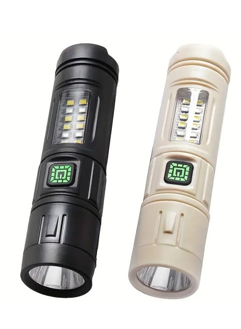 مصباح يدوي قابل لإعادة الشحن، مصباح يدوي بمقبض عالي الطاقة 2000 لومن، مصابيح يدوية تكتيكية طويلة الأمد مع ضوء جانبي من نوع Cob، أوضاع إضاءة %، مصباح يدوي للتخييم والمشي لمسافات طويلة والأنشطة الخارجية الأخرى