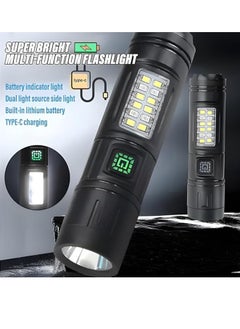 QLIGHT Rechargeable Flashlight Led Torch Light ,2000 High Lumens Handled Flashlights Long Lasting Tactical Flash Lights With Side Cob Light % Modes Flash light For Camping Hiking And Other Outdoor Activities  - Image 2