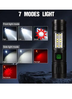 QLIGHT Rechargeable Flashlight Led Torch Light ,2000 High Lumens Handled Flashlights Long Lasting Tactical Flash Lights With Side Cob Light % Modes Flash light For Camping Hiking And Other Outdoor Activities  - Image 4