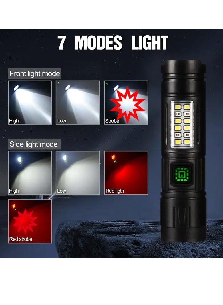 QLIGHT Rechargeable Flashlight Led Torch Light ,2000 High Lumens Handled Flashlights Long Lasting Tactical Flash Lights With Side Cob Light % Modes Flash light For Camping Hiking And Other Outdoor Activities  - Image 4