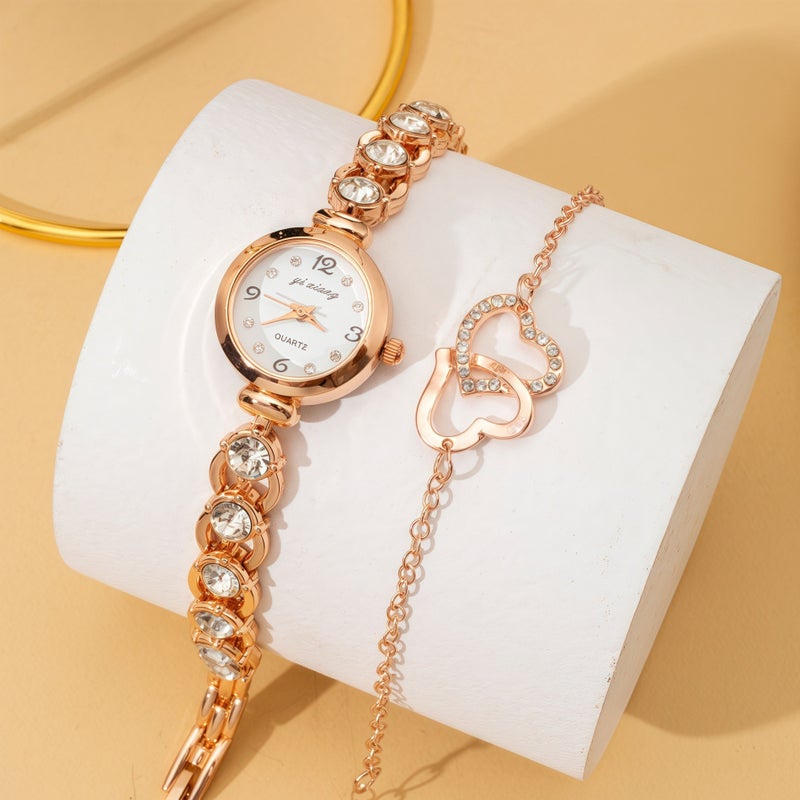 KUMO Trendy Fashion Water Crystal Alloy Steel Band Women's Quartz Watch with Decorative World Time Display - Image 1